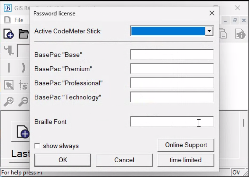 passwords license menu
